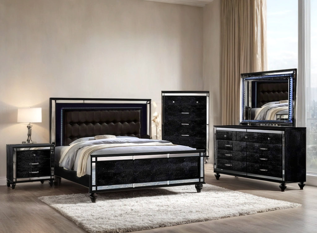 Blanca2 Black Bedroom Set Queen, King