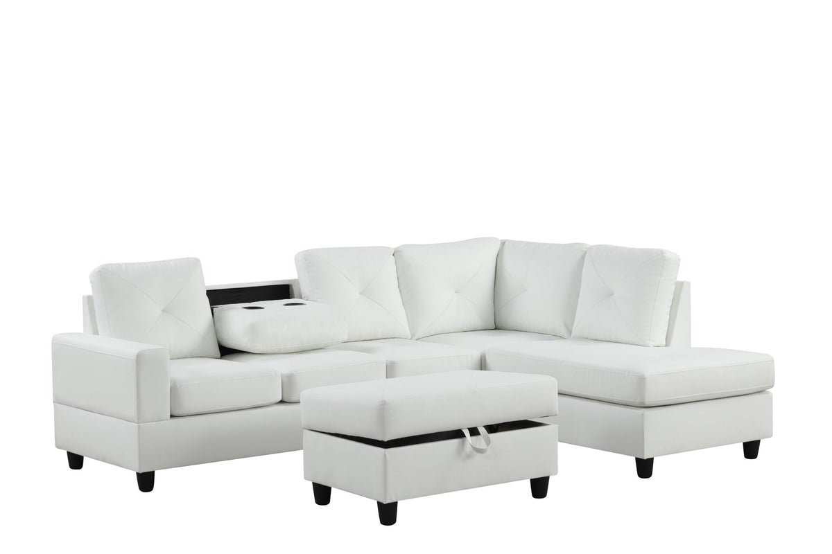 Rocket White PU Reversible Sectional