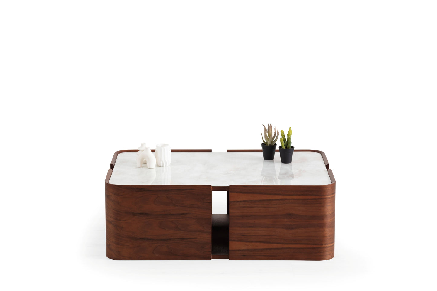 678 Walnut Marble Coffee Table
