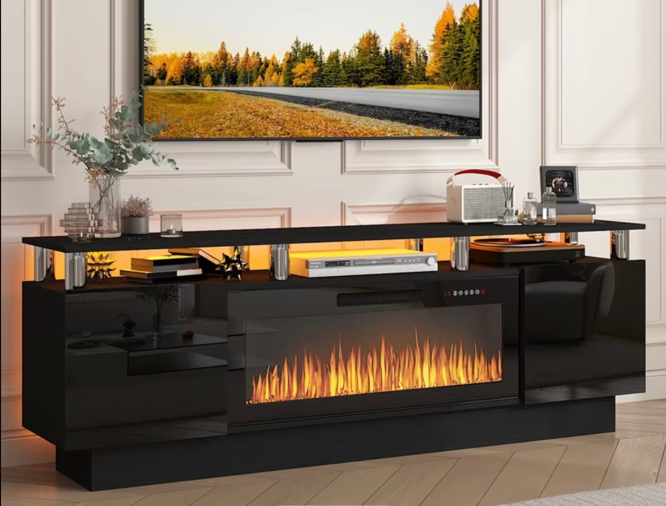 D180 Larry (Black) Dinning Set
T200 tv stand negra con tubos gris 
S2025 Innova (Black) 3pcs Reclinables