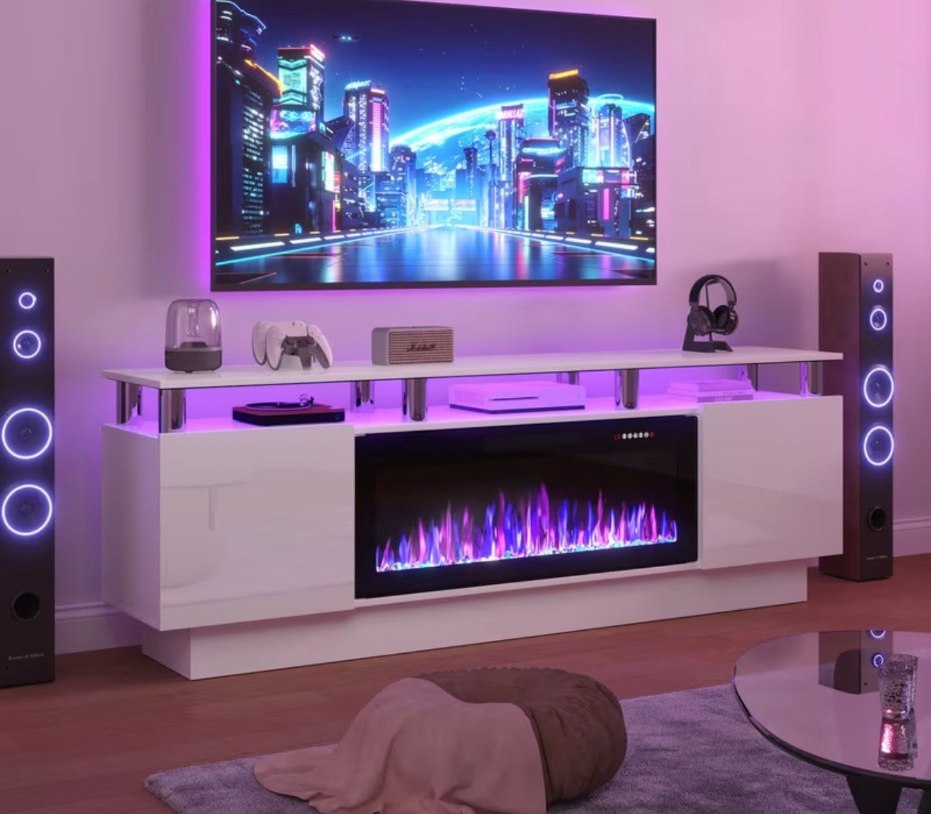 A 200 Tv stand white 70 inch