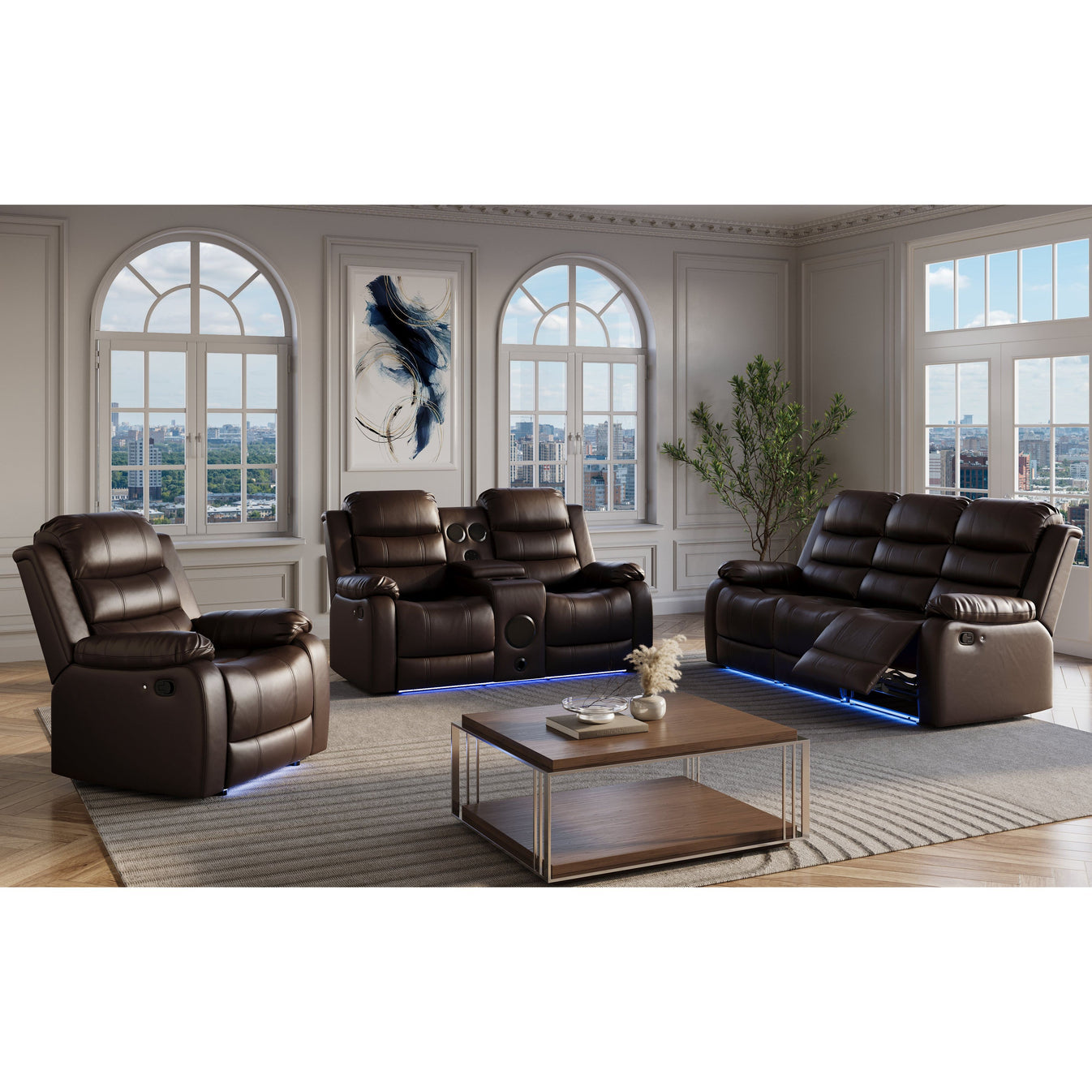 S1887 Marisol (Brown) 1x loveseat and 2x recliner chair