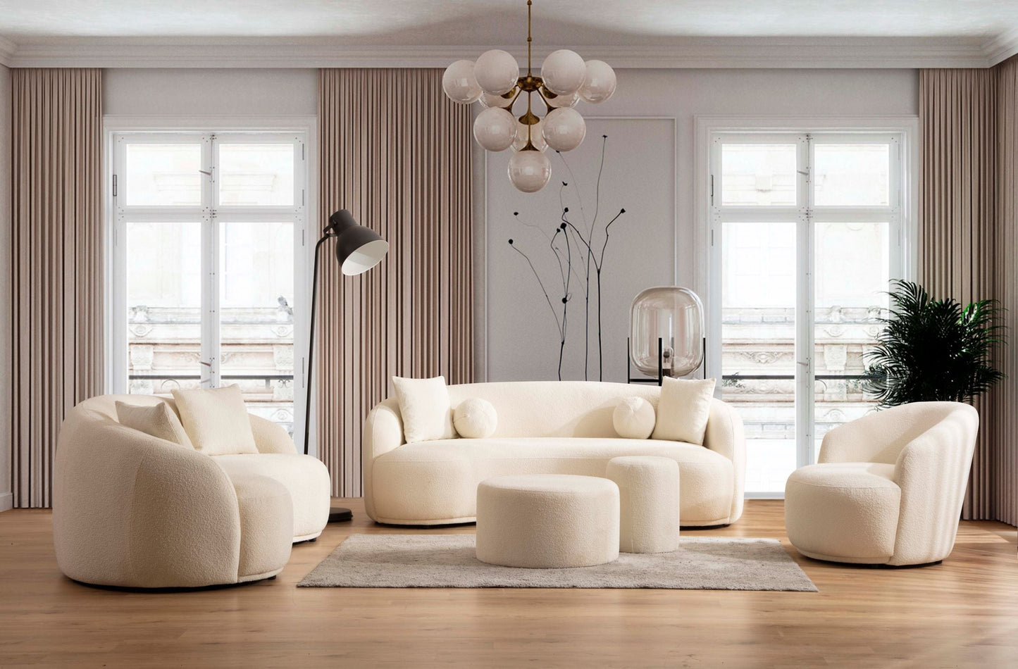 Bonita Ivory Boucle Loveseat 81"