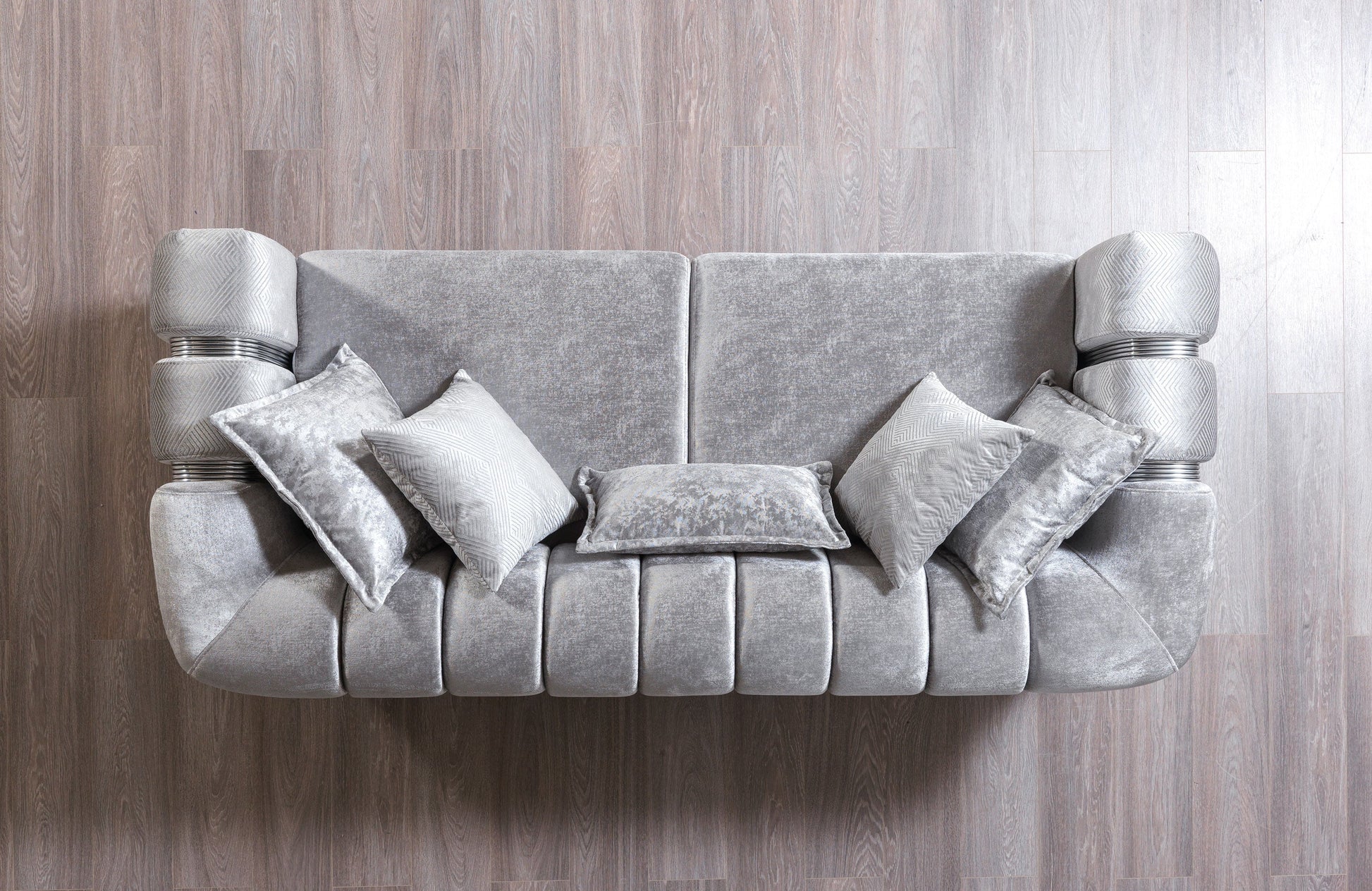 Santana Silver Velvet Sofa