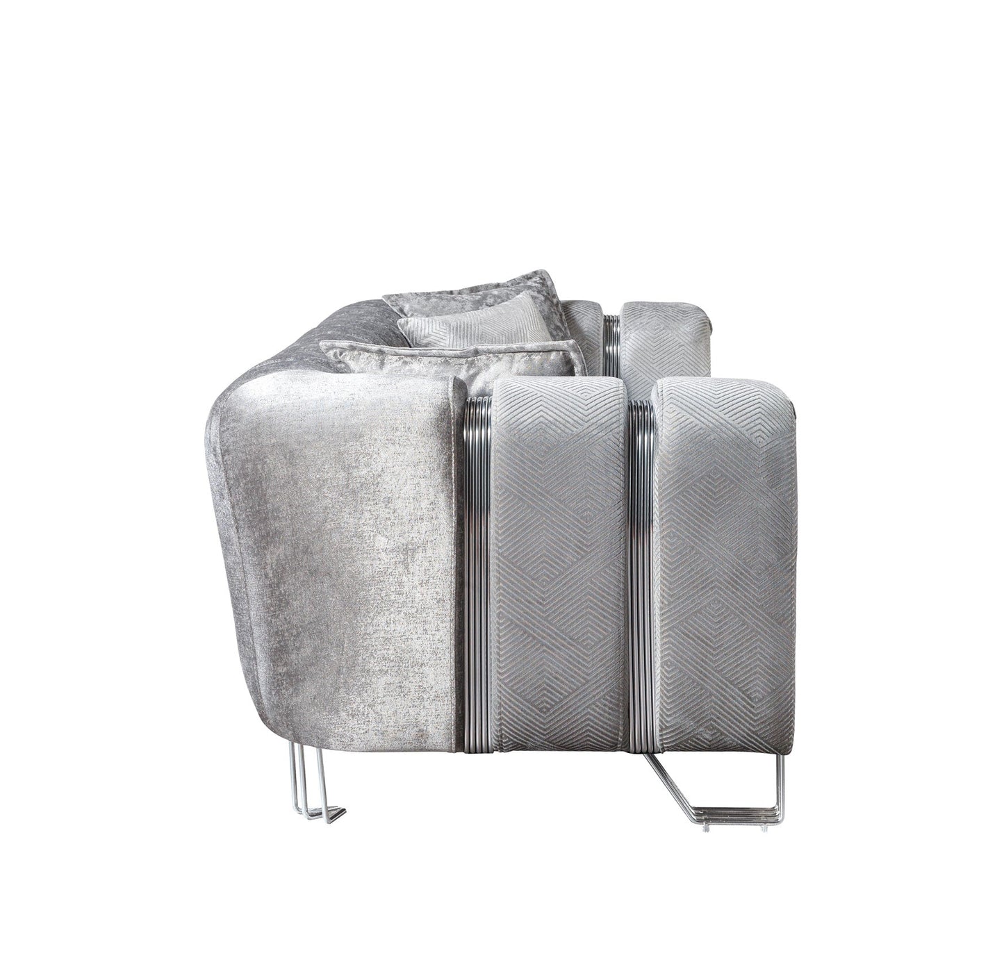 Santana Silver Velvet Sofa