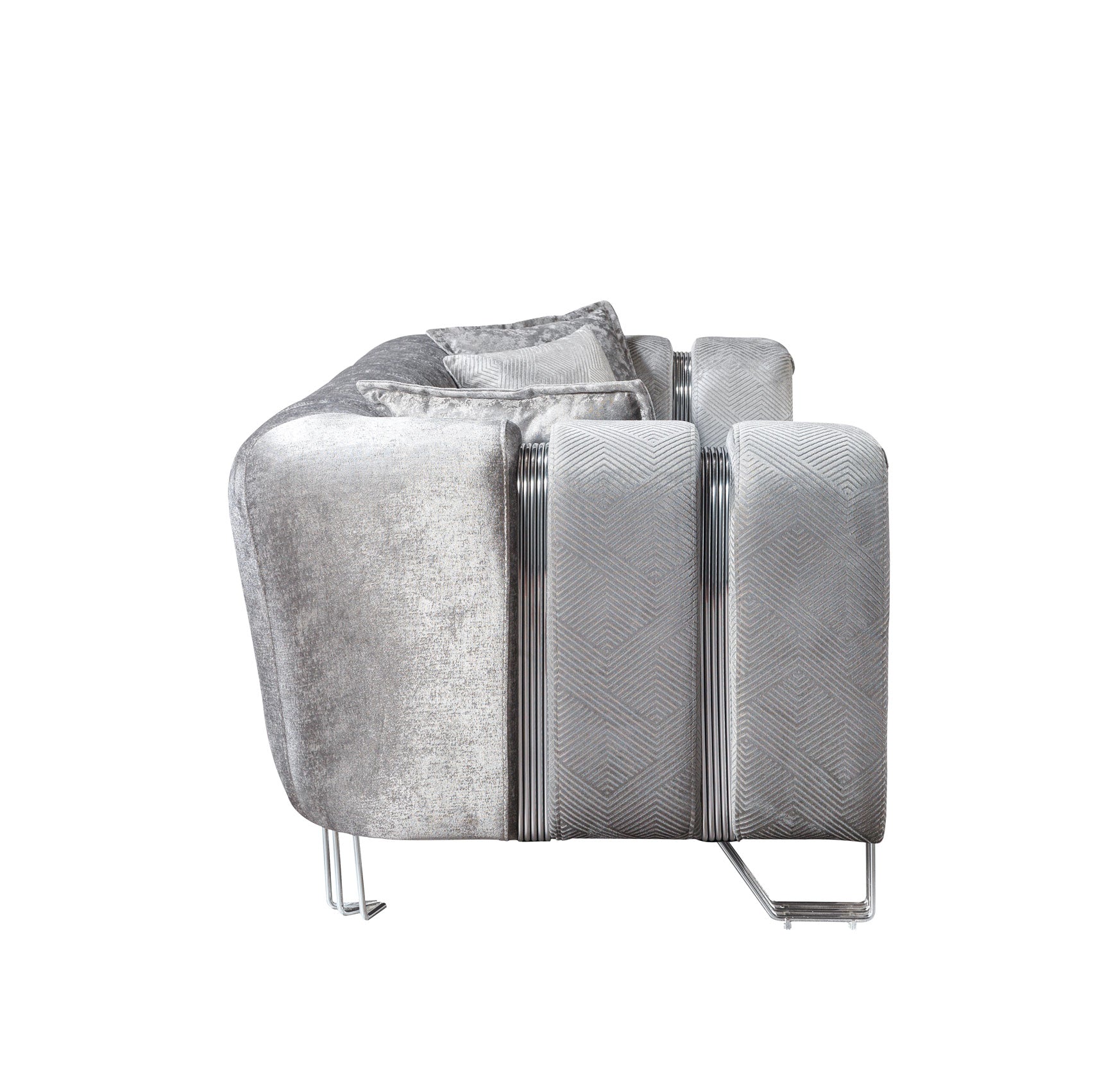 Santana Silver Velvet Sofa