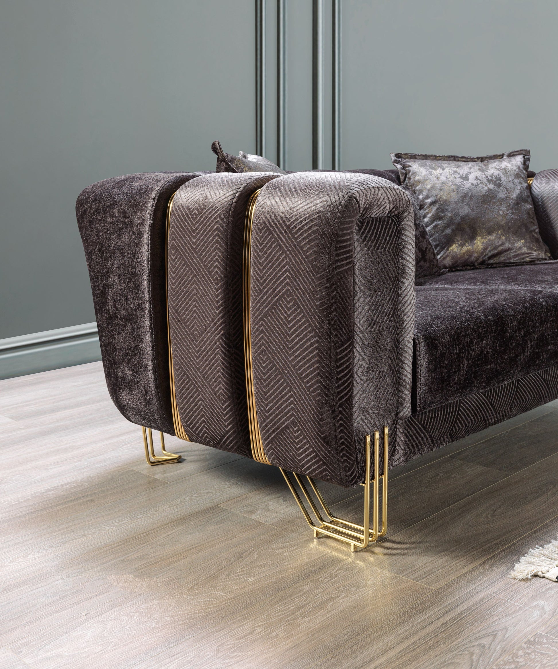 Santana Smoke Velvet Sofa