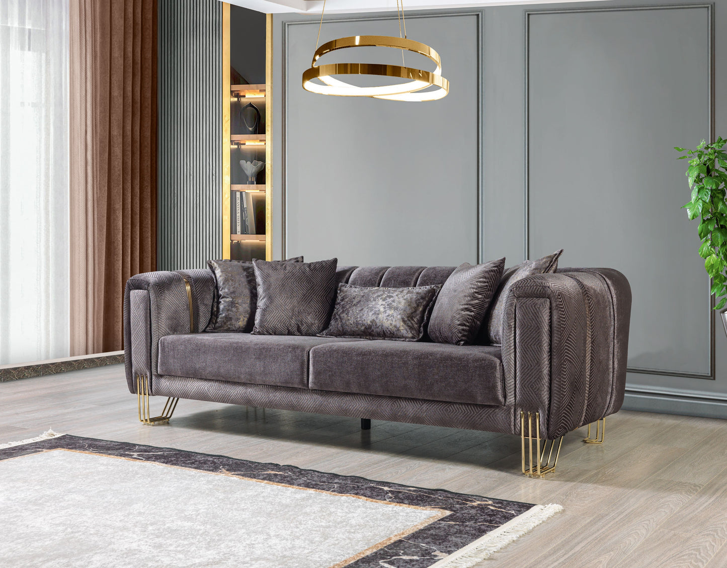 Santana Smoke Velvet Sofa