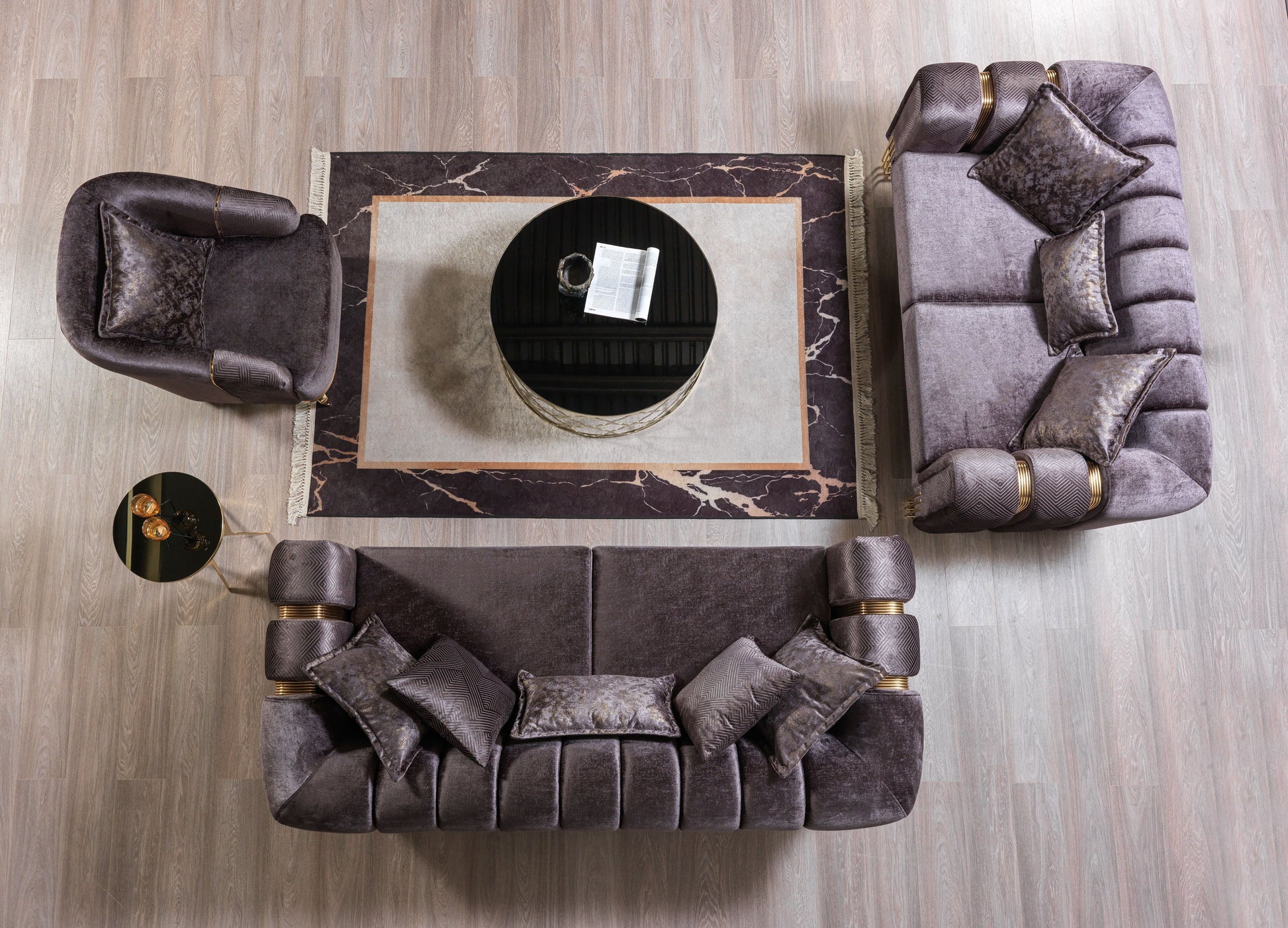 Santana Smoke Velvet Sofa 89" & Loveseat 69"