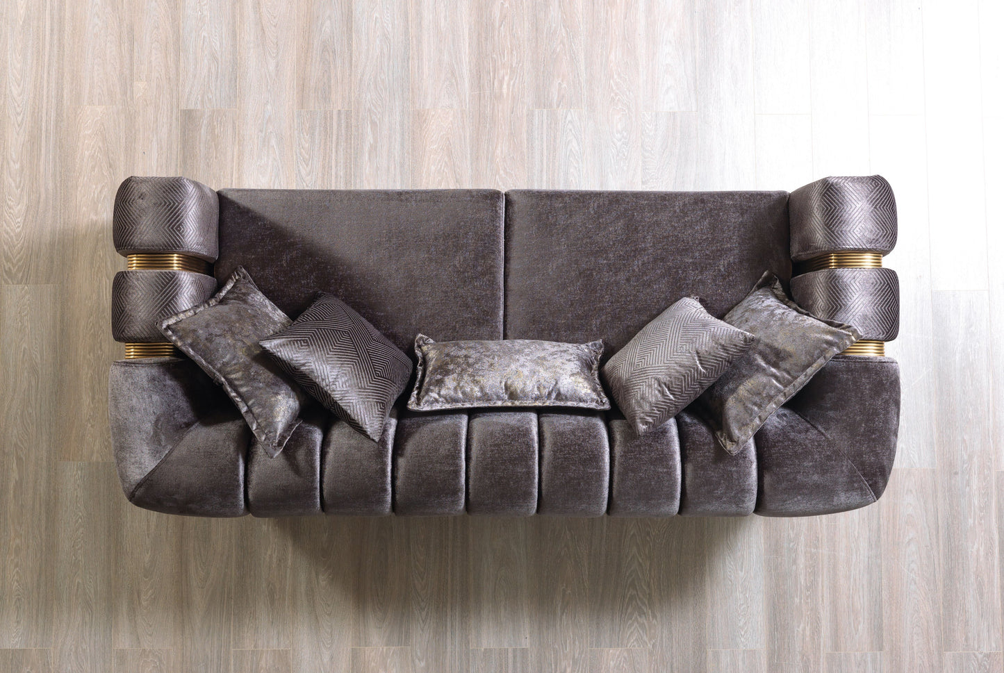 Santana Smoke Velvet Sofa 89" & Loveseat 69"