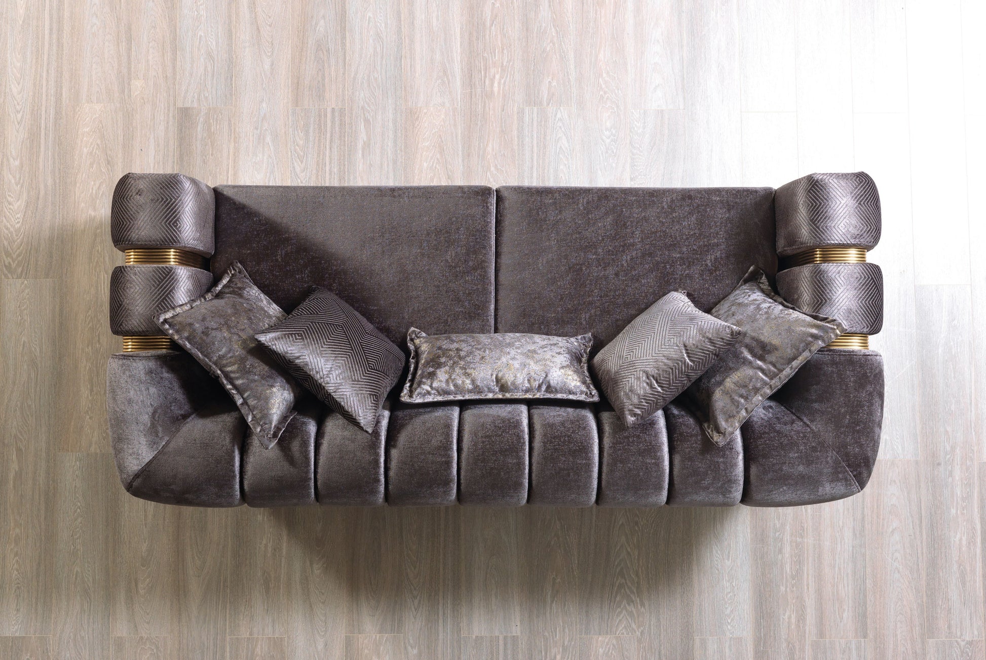 Santana Smoke Velvet Sofa 89" & Loveseat 69"