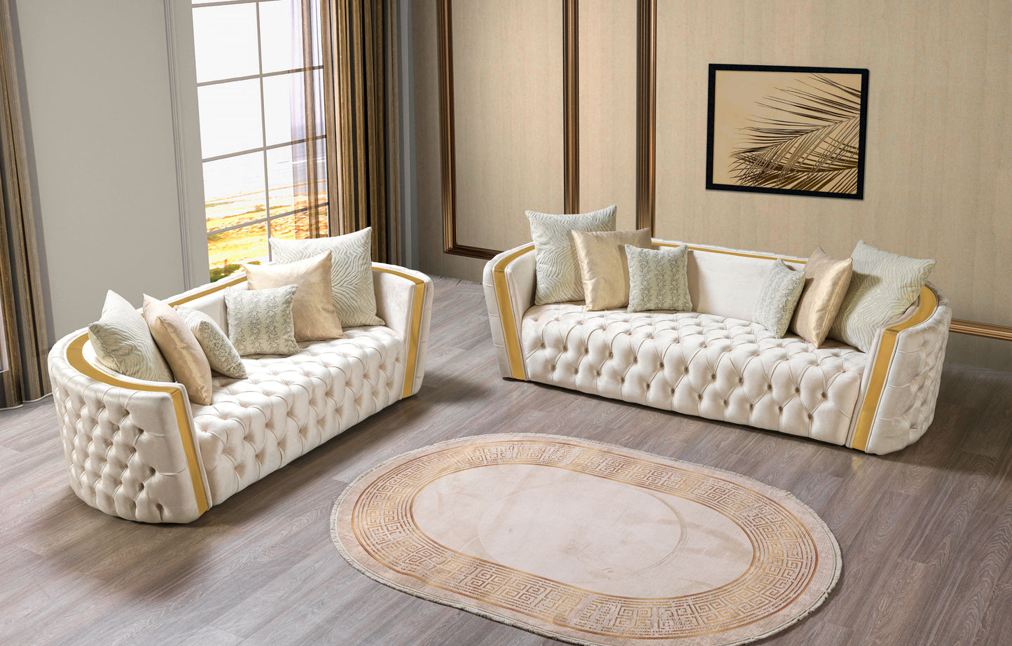 Fanci Ivory Velvet Sofa 94" & Loveseat 82"