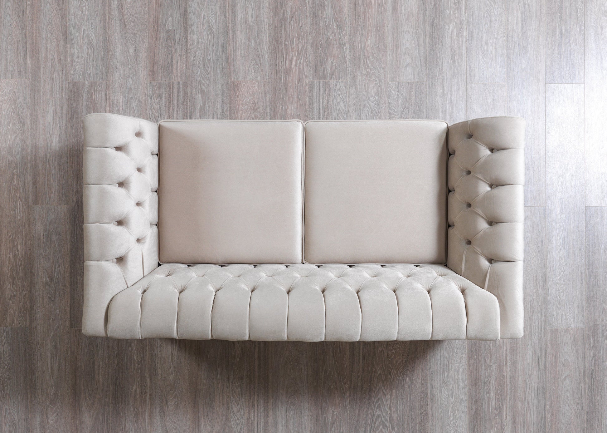 Milena Ivory Velvet Loveseat 73"