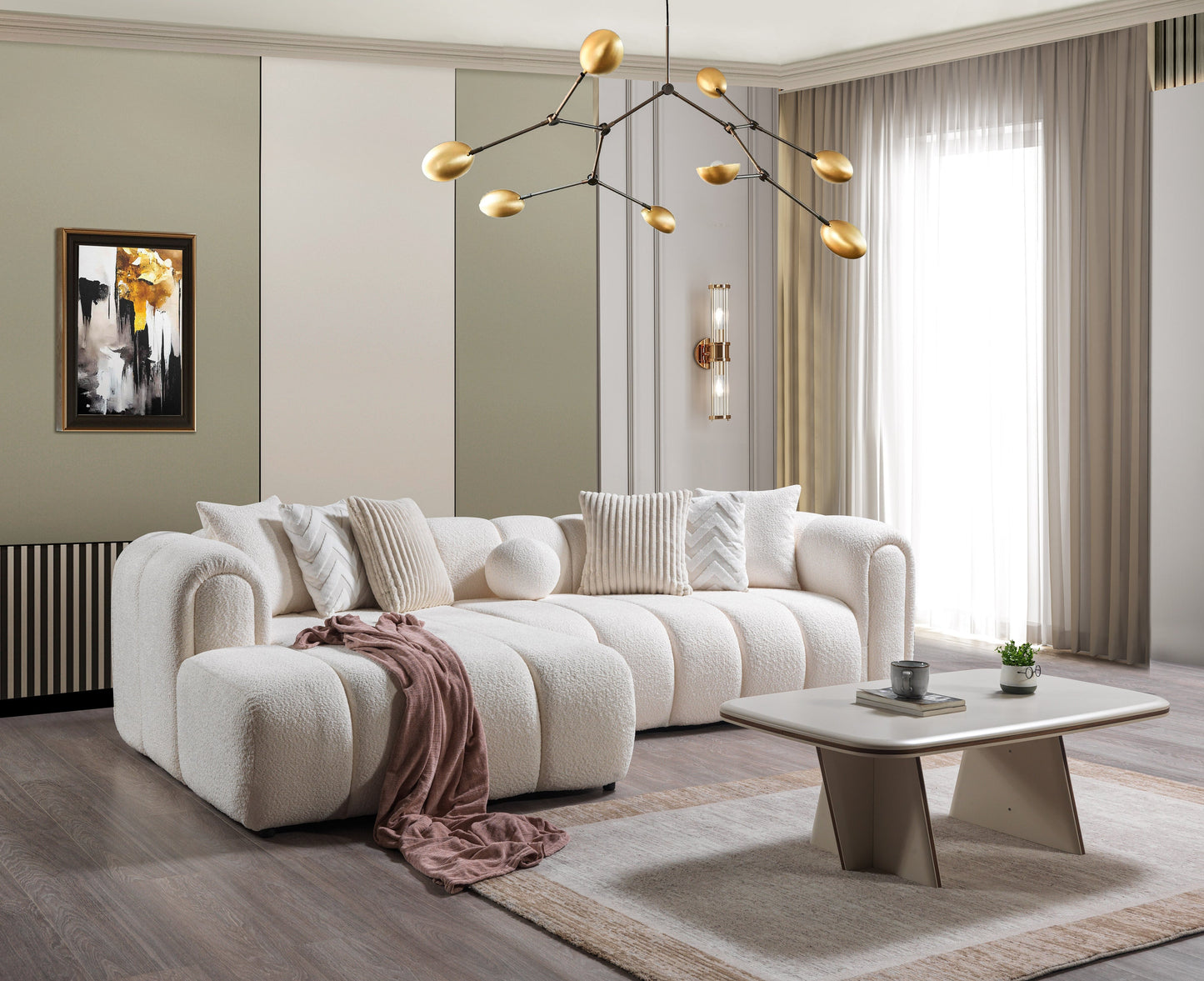 Lis Ivory Boucle LAF 115" Sectional