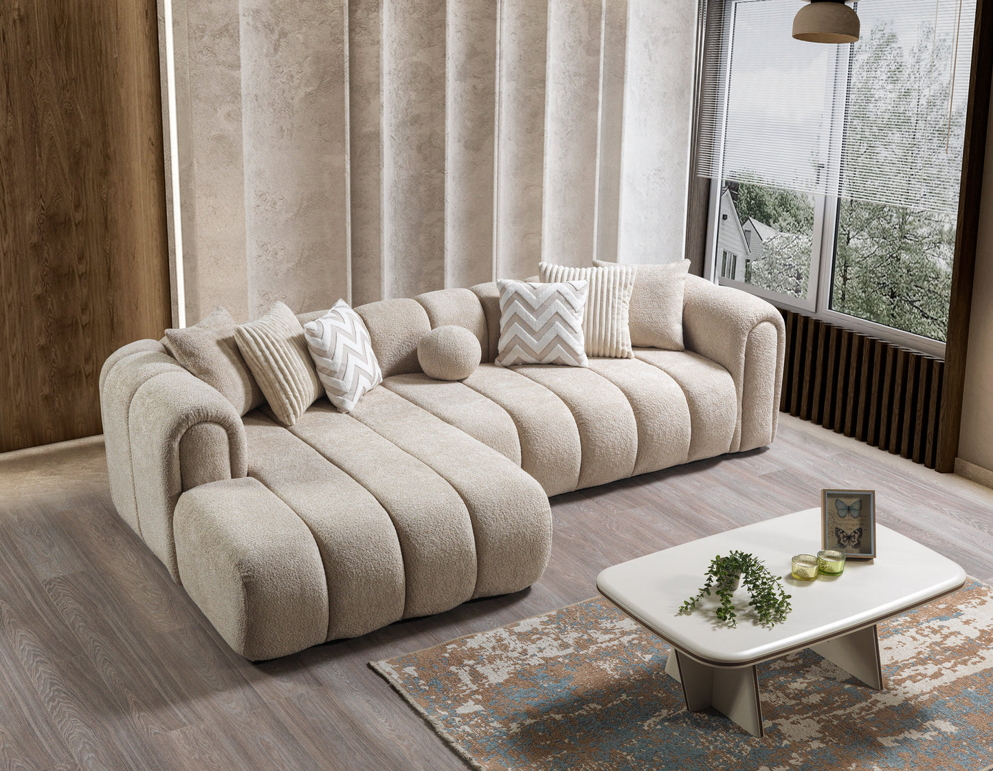 Lis Sand Boucle LAF 115" Sectional
