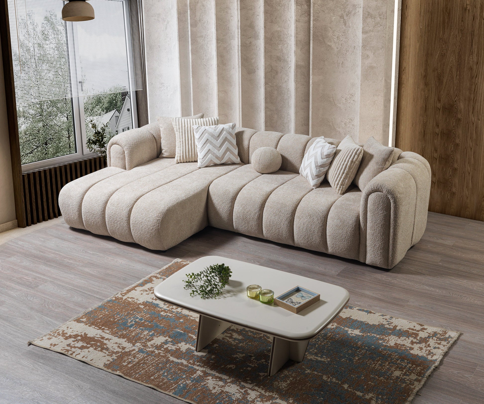 Lis Sand Boucle LAF 115" Sectional