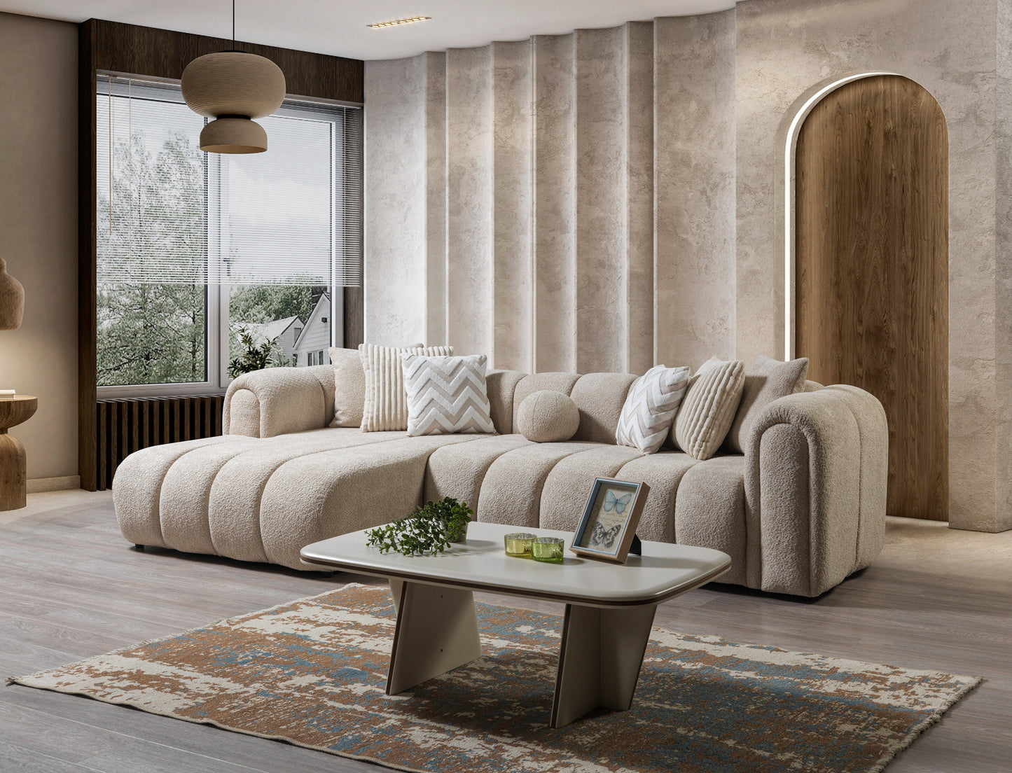 Lis Sand Boucle LAF 115" Sectional