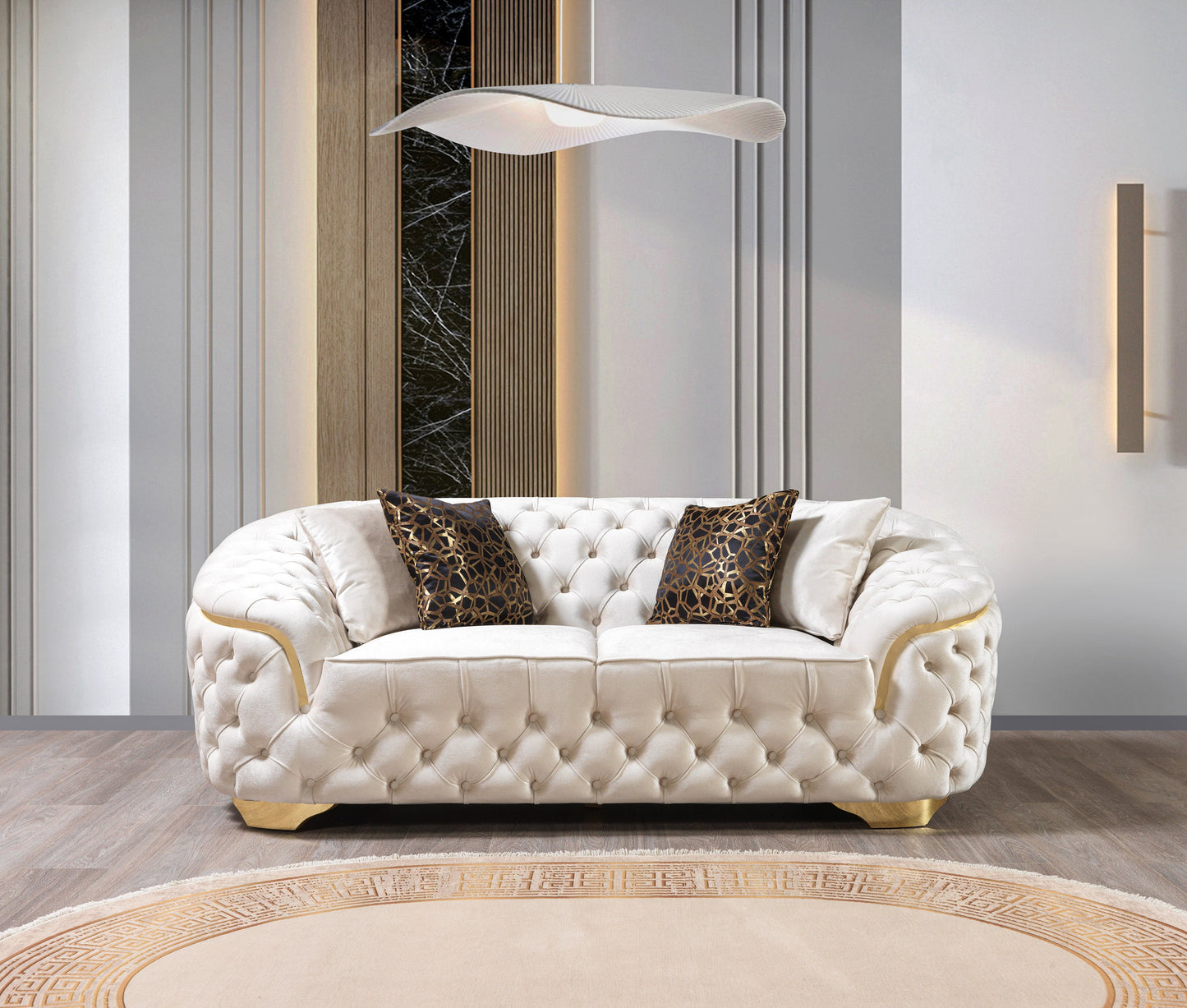 Lupino Ivory Velvet Sofa 98" & Loveseat 79"