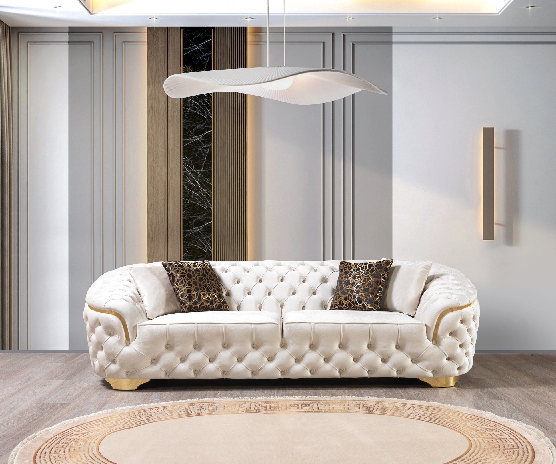 Lupino Ivory Velvet Sofa 98" & Loveseat 79"
