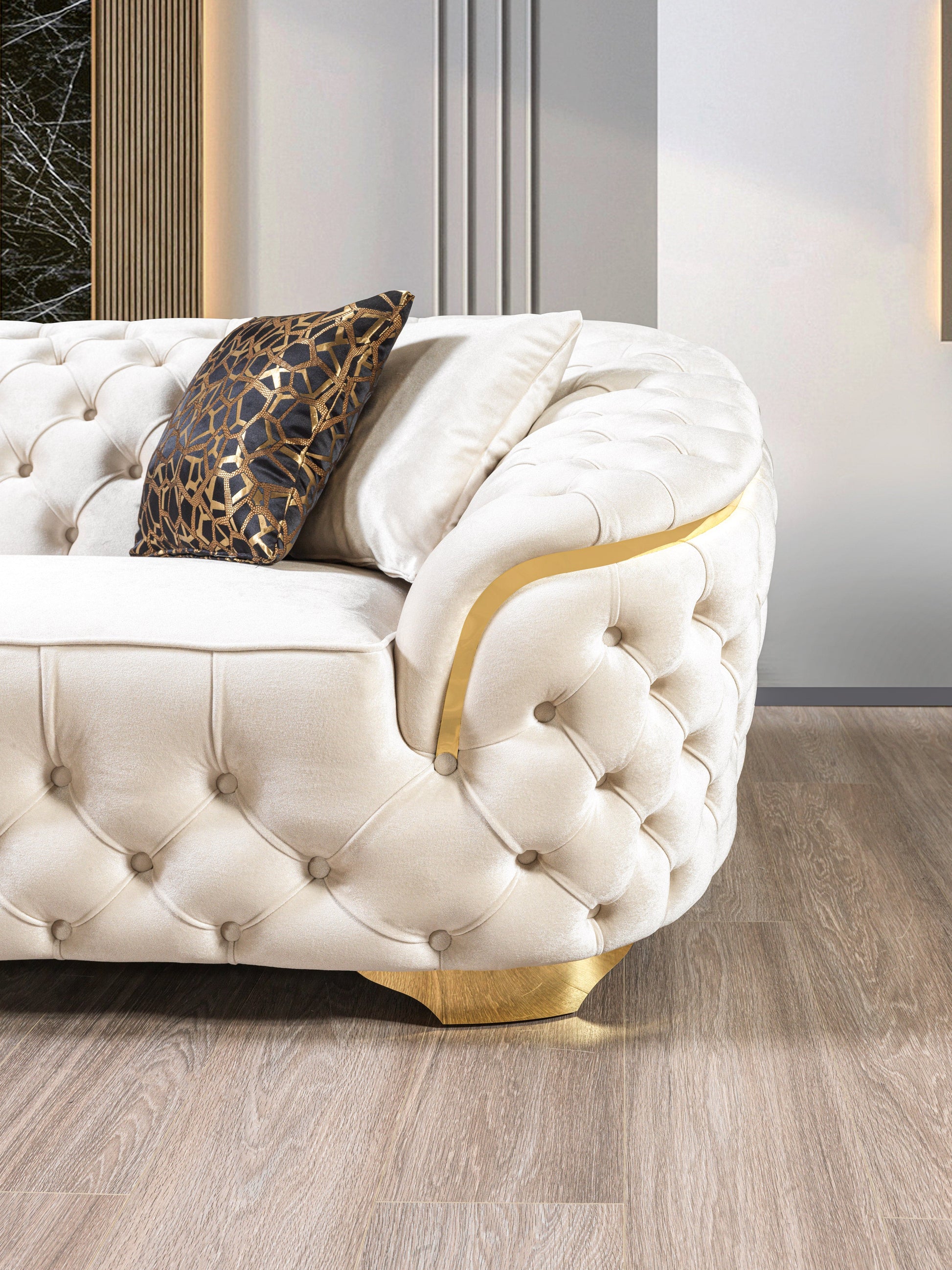 Lupino Ivory Velvet Sofa 98" & Loveseat 79"