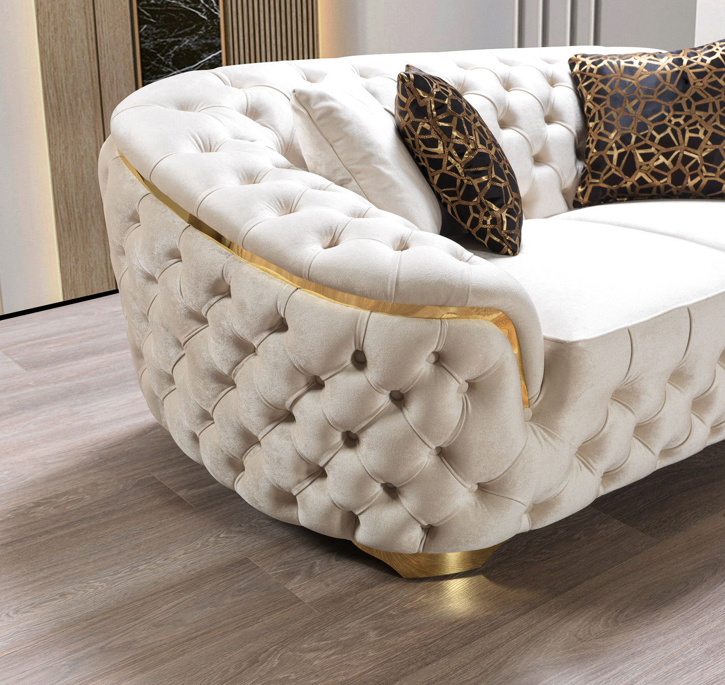 Lupino Ivory Velvet Sofa 98" & Loveseat 79"