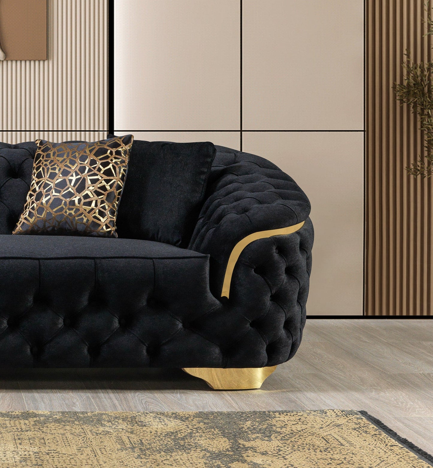 Lupino Black Velvet Sofa 98" & Loveseat 79"