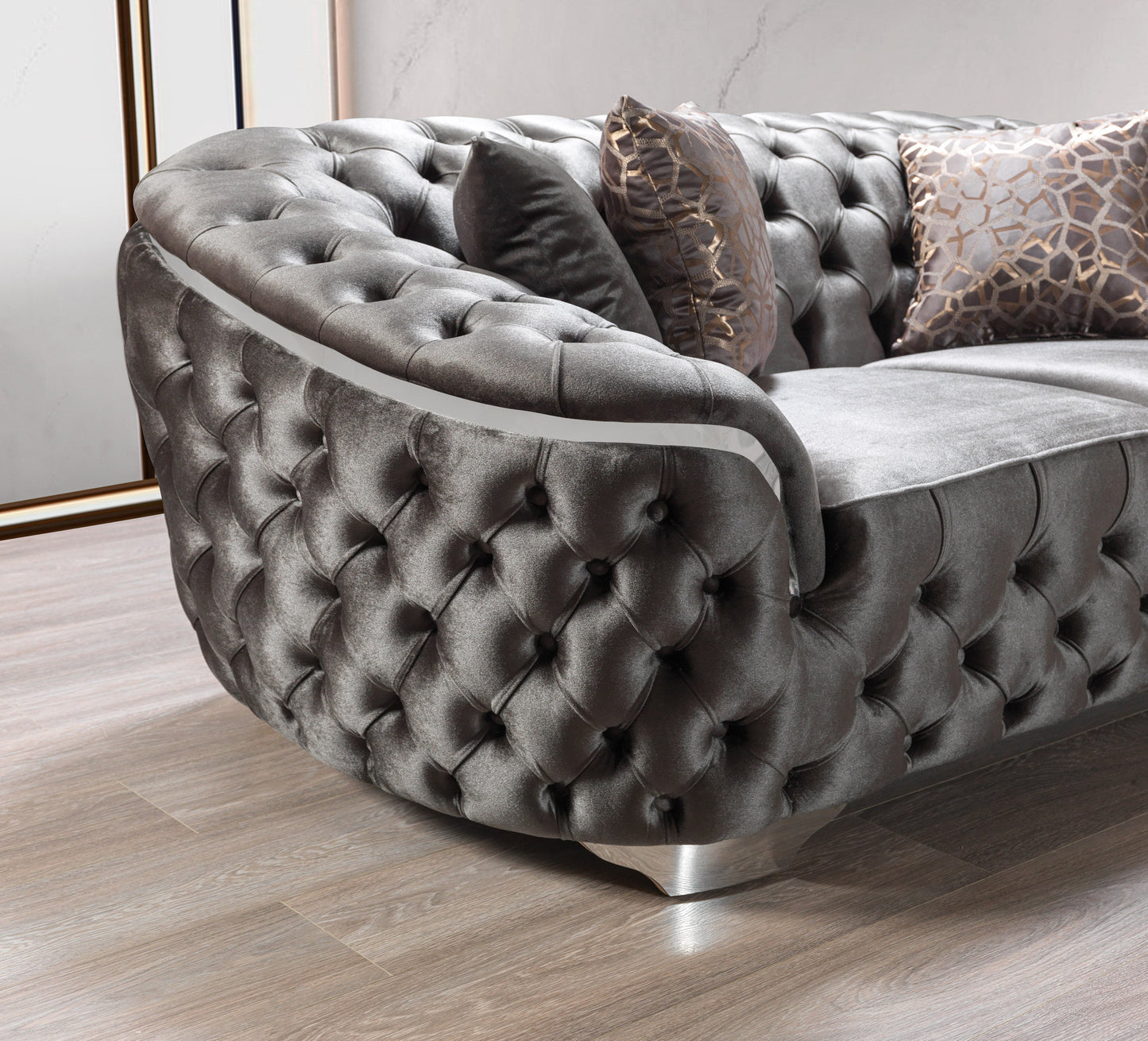 Lupino Gray Velvet Sofa 98" & Loveseat 79"