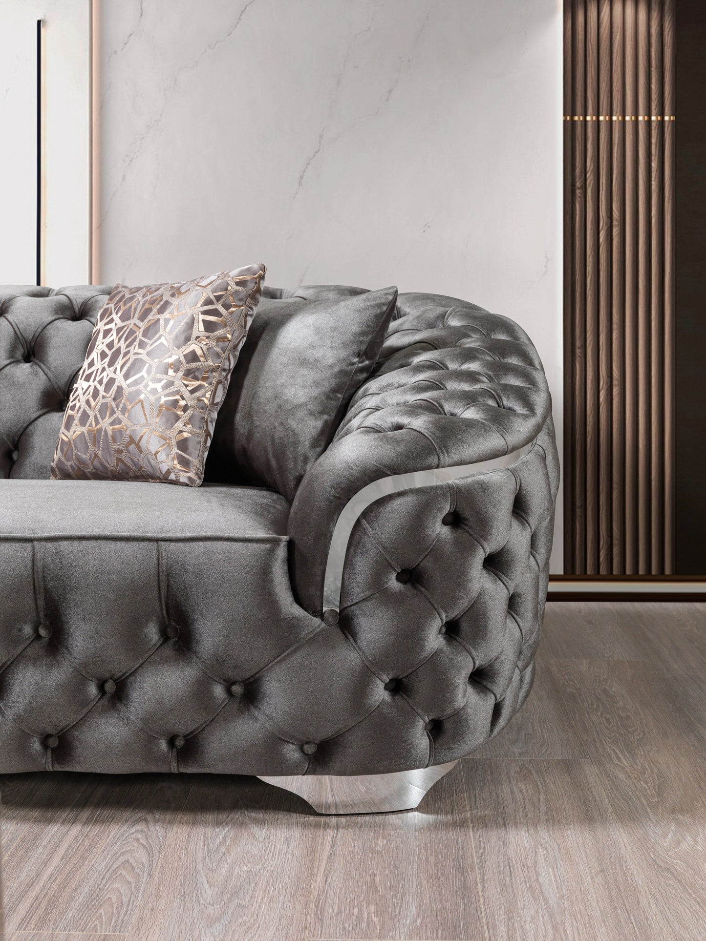 Lupino Gray Velvet Loveseat 79"