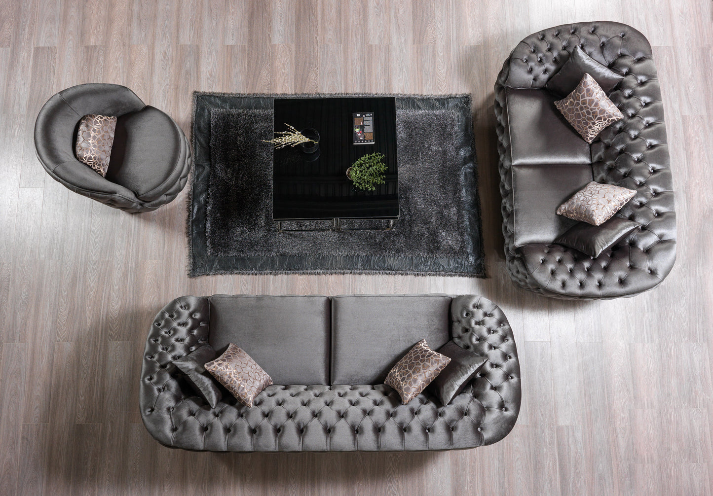 Lupino Gray Velvet Sofa 98" & Loveseat 79"