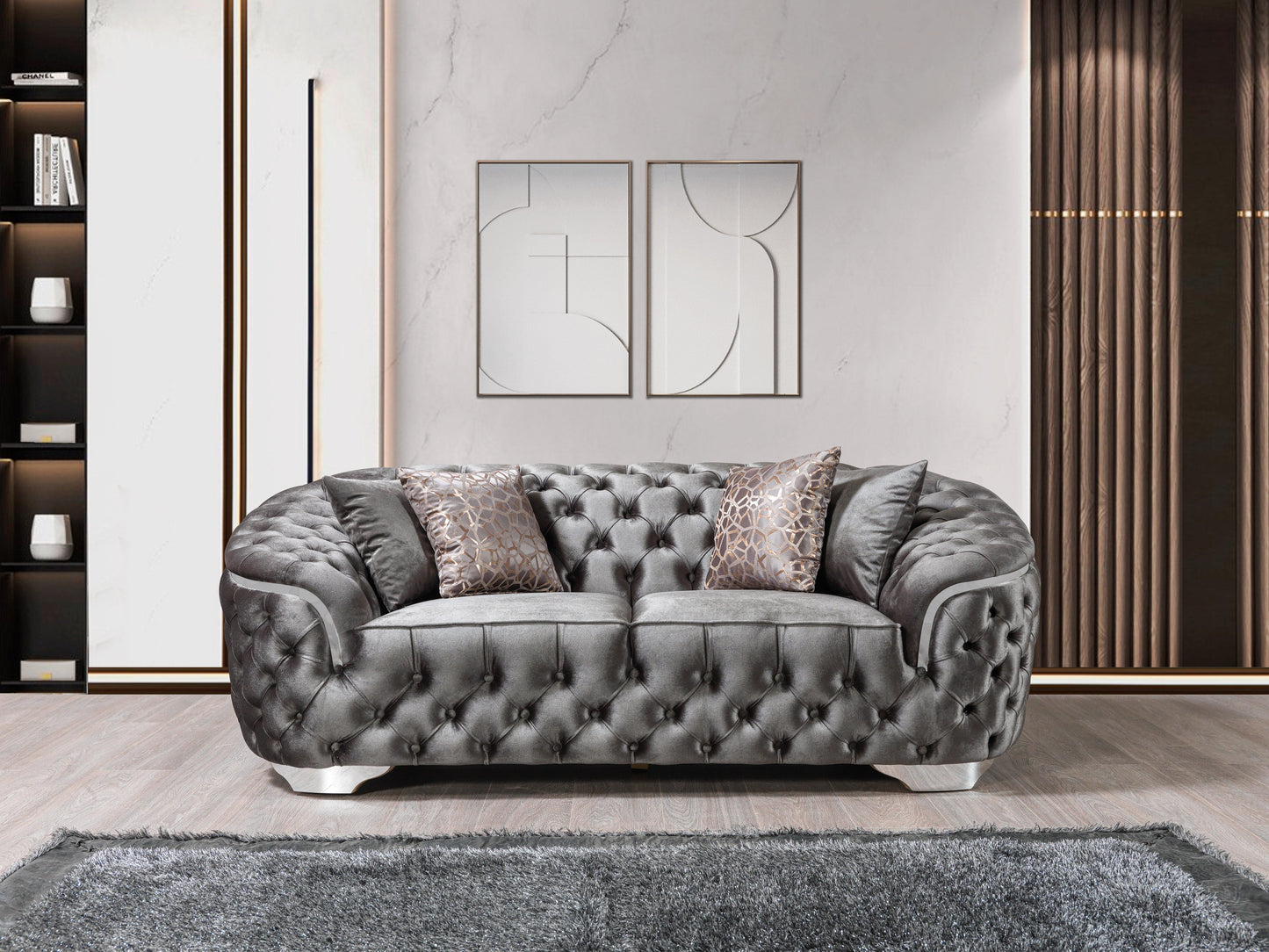 Lupino Gray Velvet Sofa 98" & Loveseat 79"