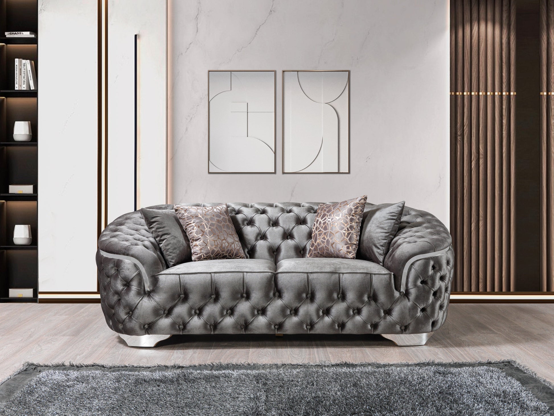 Lupino Gray Velvet Sofa 98" & Loveseat 79"