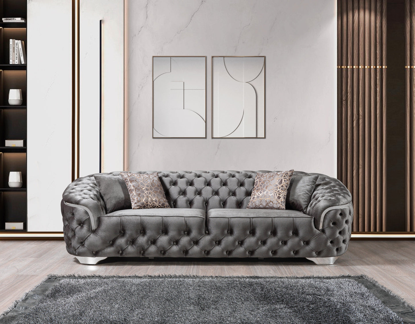Lupino Gray Velvet Sofa 98" & Loveseat 79"