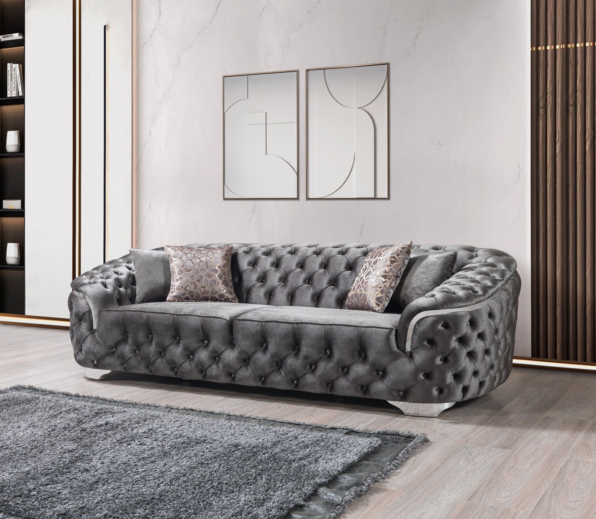 Lupino Gray Velvet Sofa 98" & Loveseat 79"