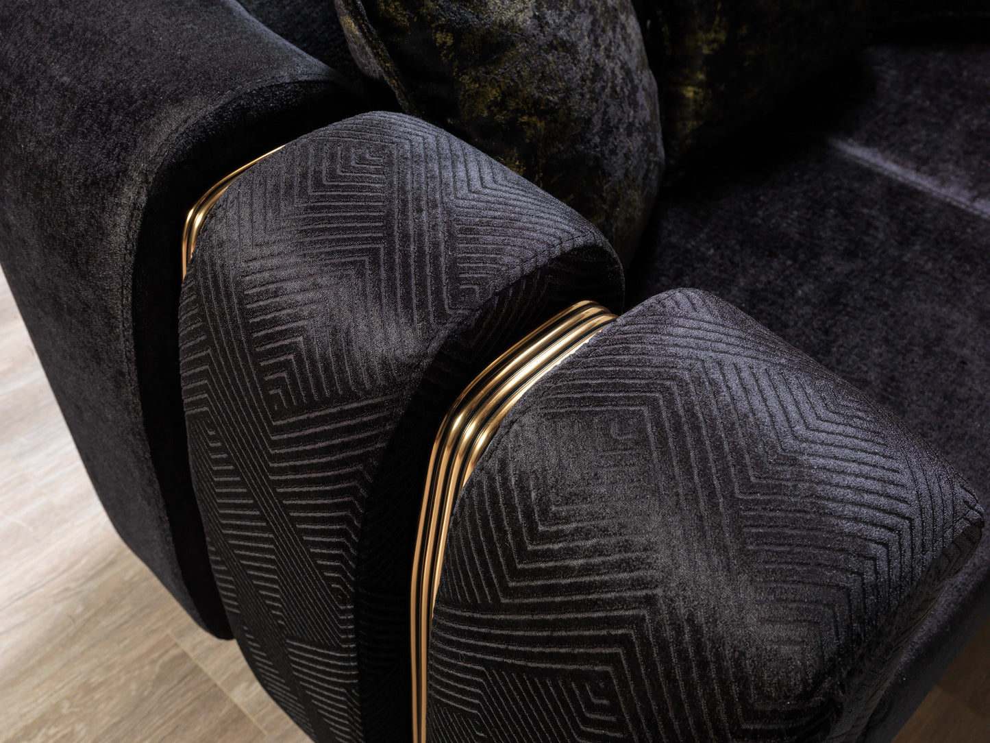Santana Black Velvet Sofa