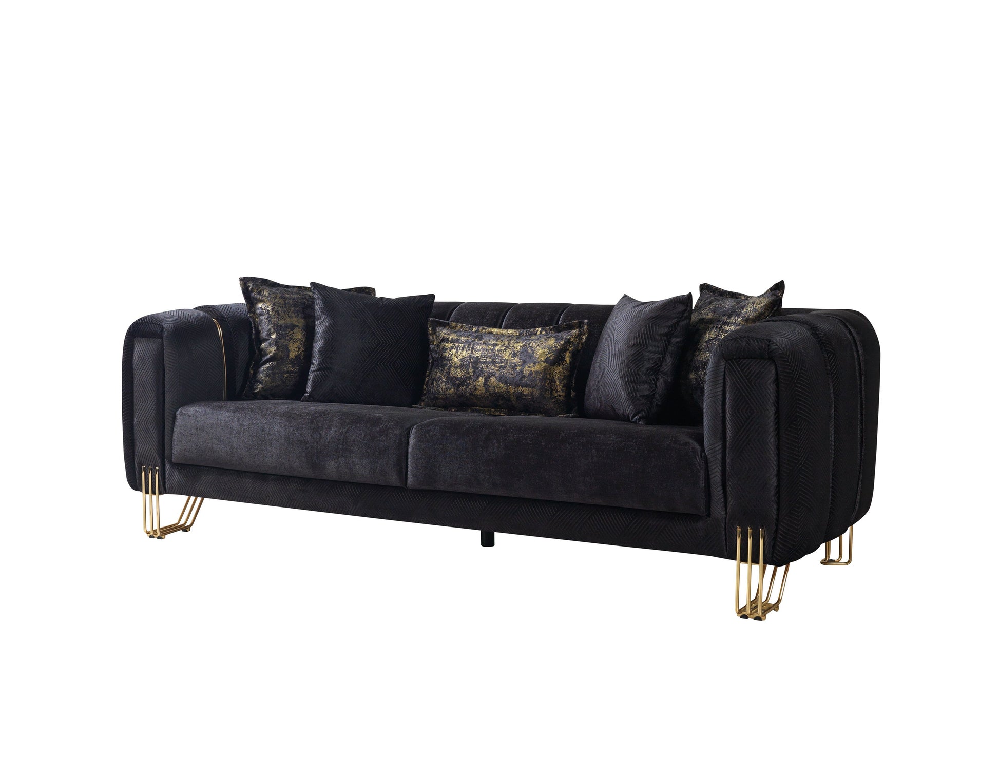 Santana Black Velvet Sofa