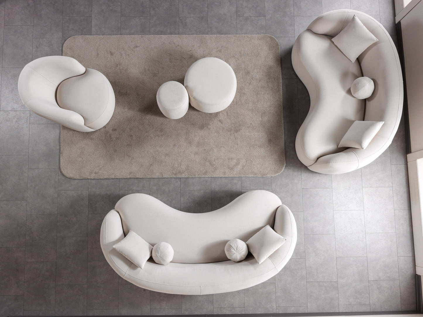 Cloe Ivory Velvet Stool