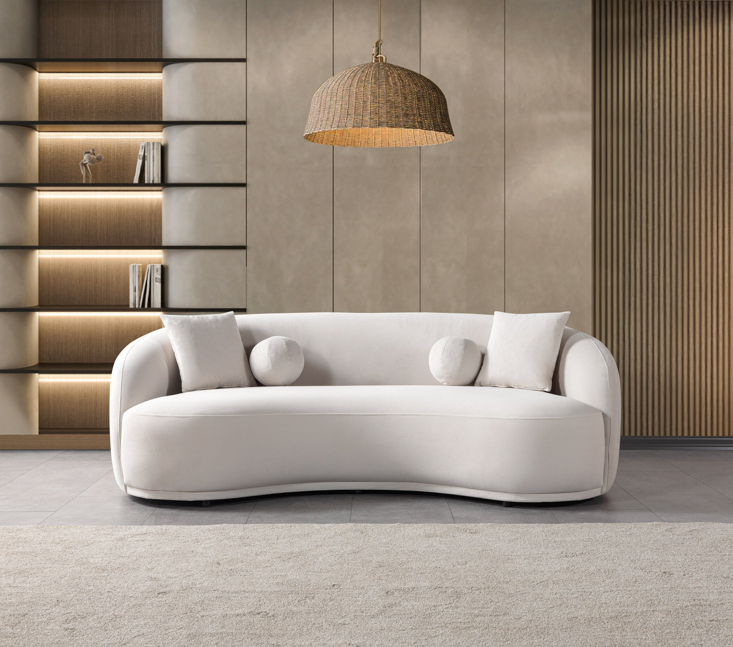 Bonita Ivory Velvet Sofa 91"