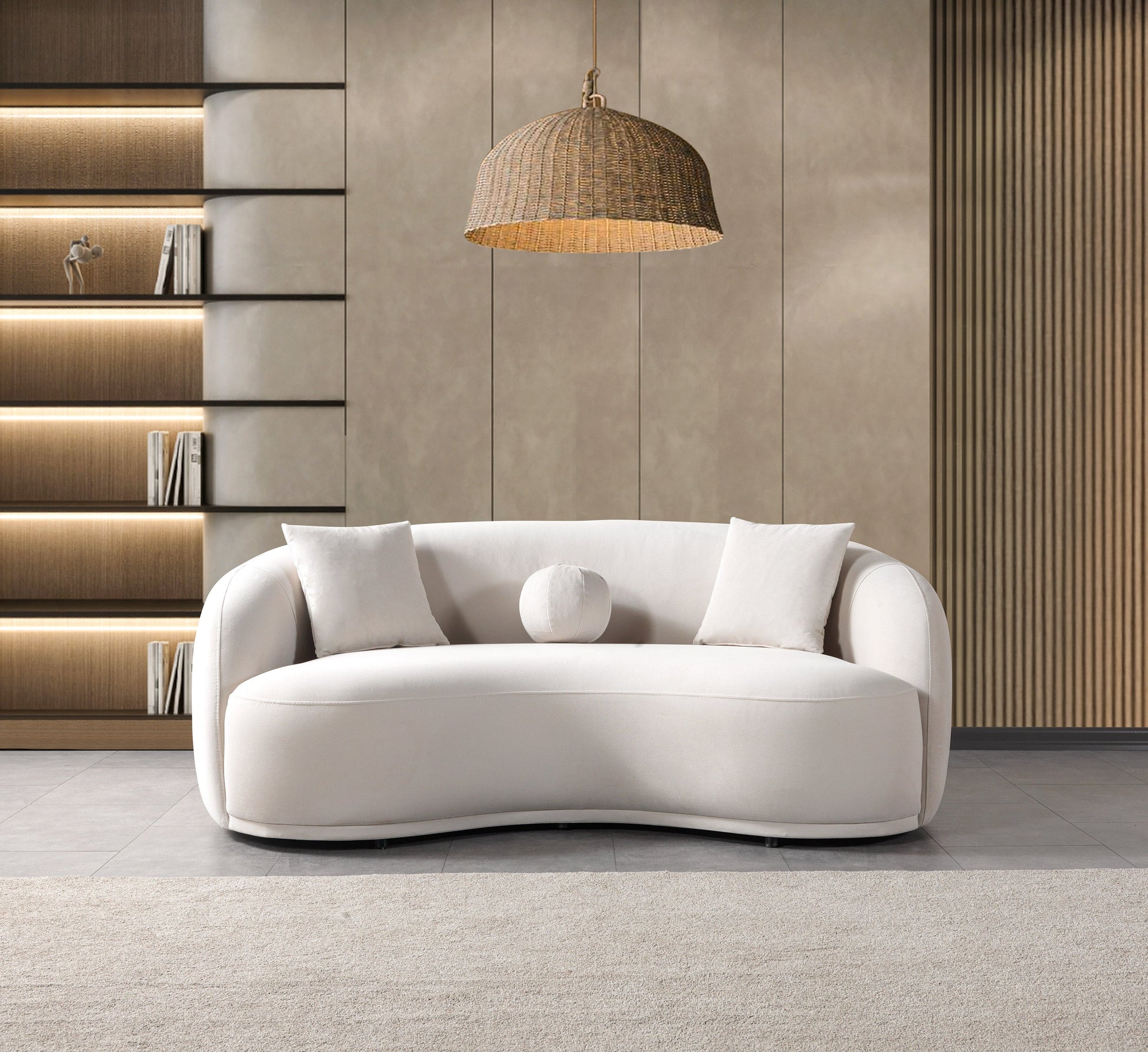 Bonita Ivory Velvet Sofa 91" & Loveseat 81"