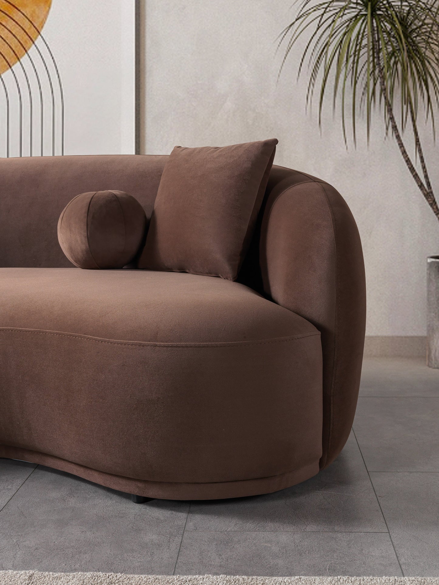 Bonita Coffee Velvet Sofa 91" & Loveseat 81"