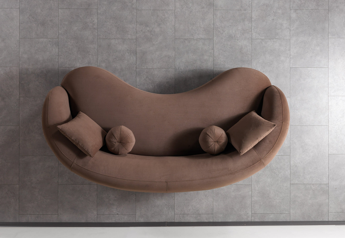 Bonita Coffee Velvet Sofa 91"