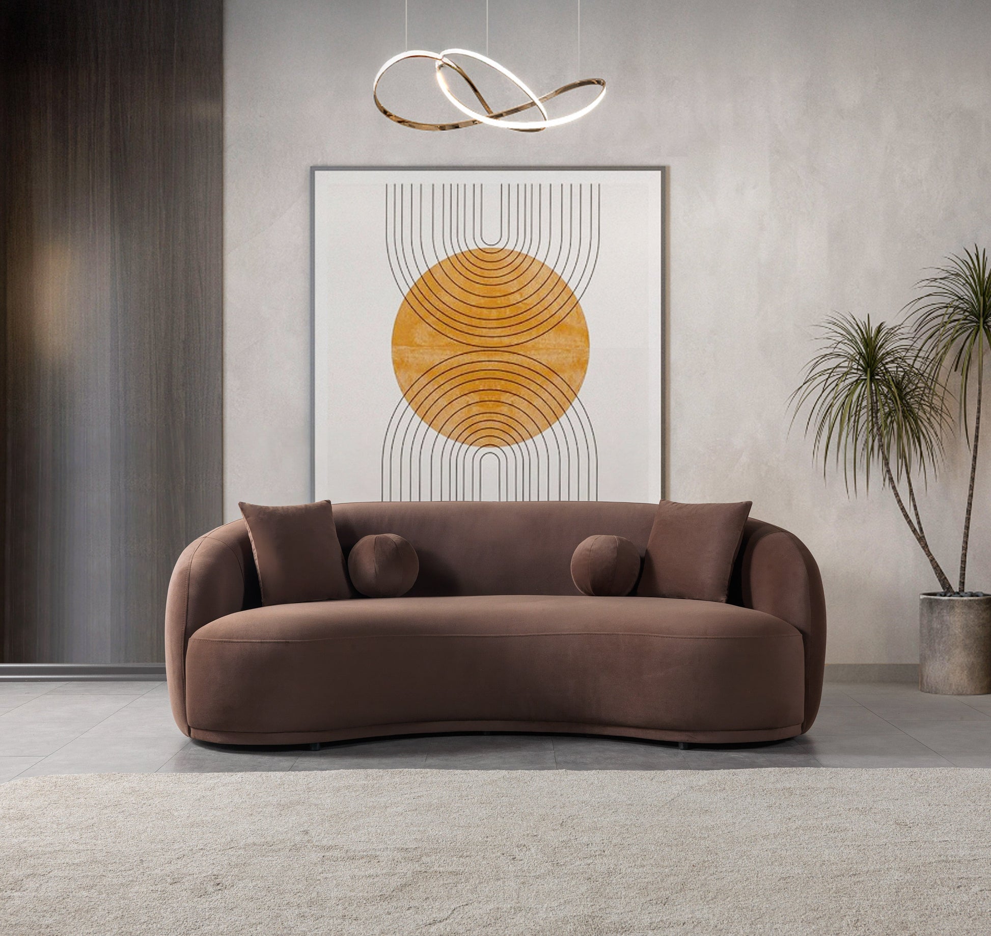 Bonita Coffee Velvet Sofa 91" & Loveseat 81"