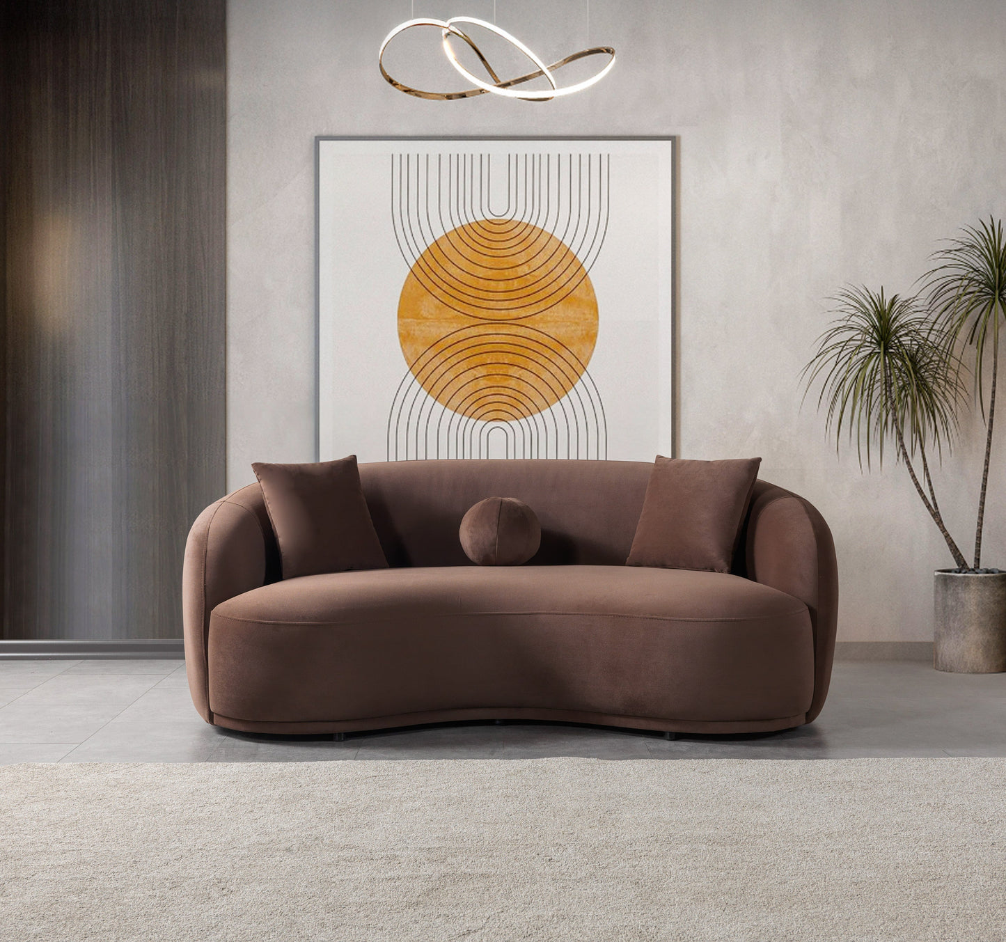 Bonita Coffee Velvet Sofa 91" & Loveseat 81"