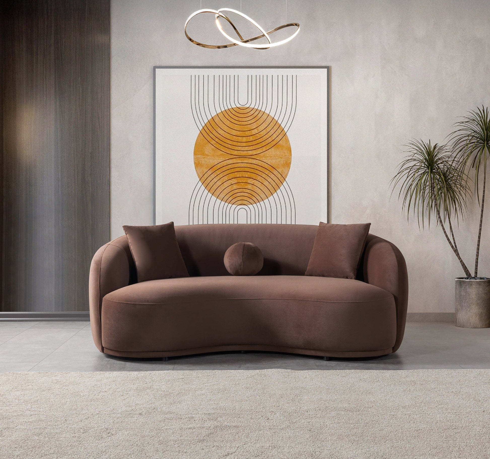 Bonita Coffee Velvet Loveseat 81"