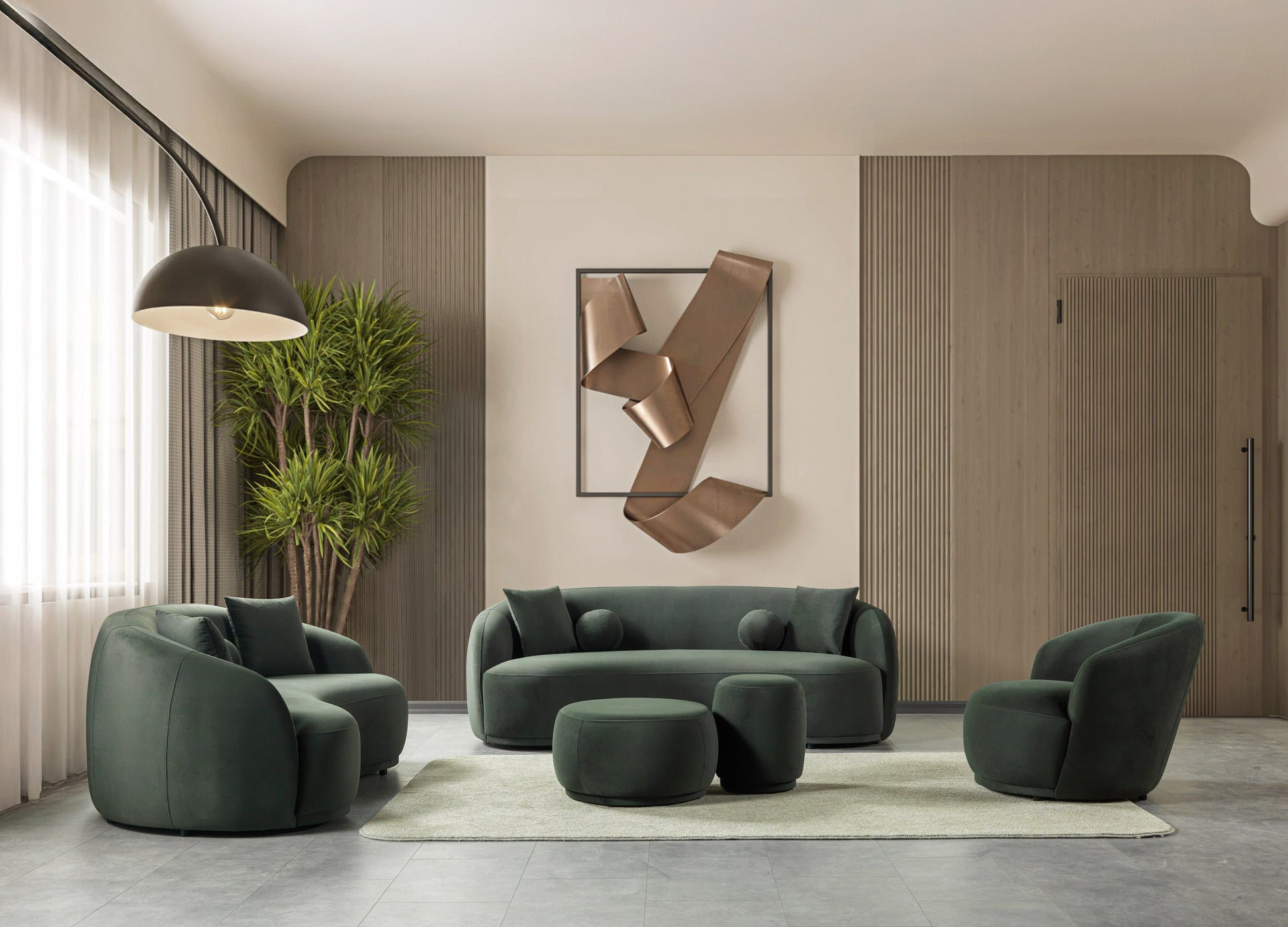 Cloe Green Velvet Stool