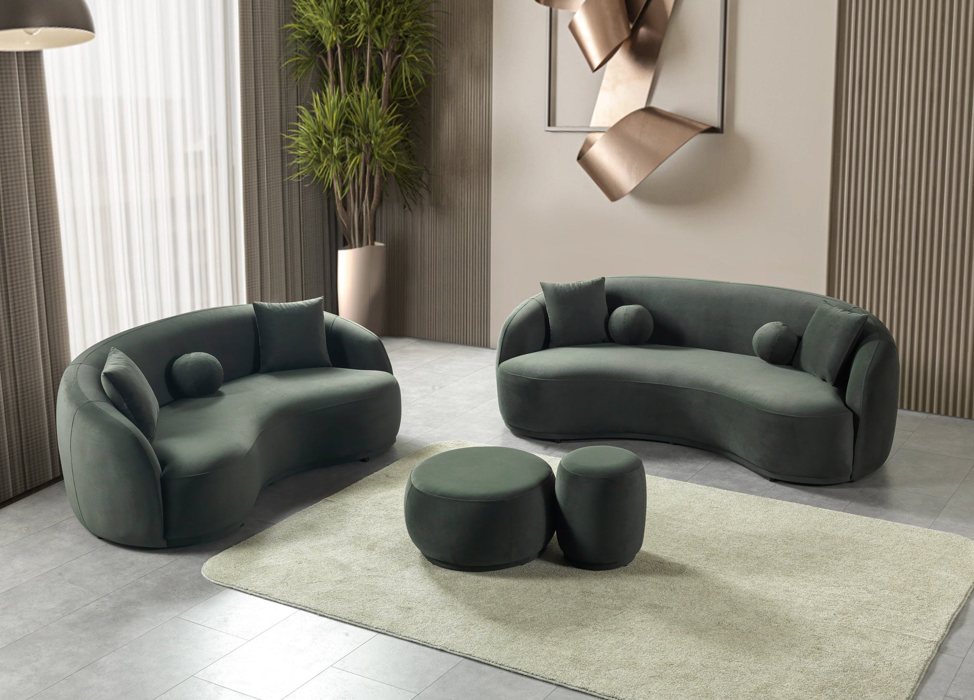 Bonita Green Velvet Sofa 91"