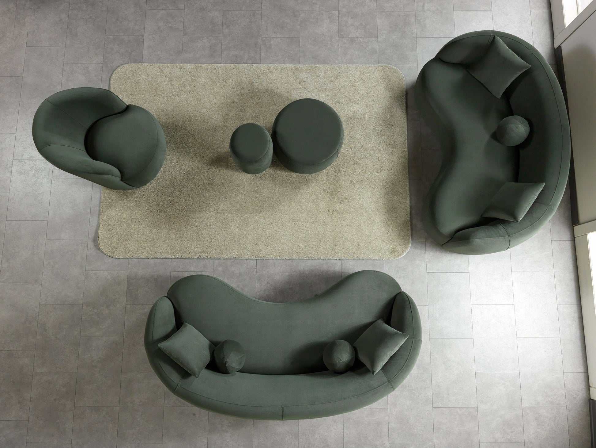 Cloe Green Velvet Stool