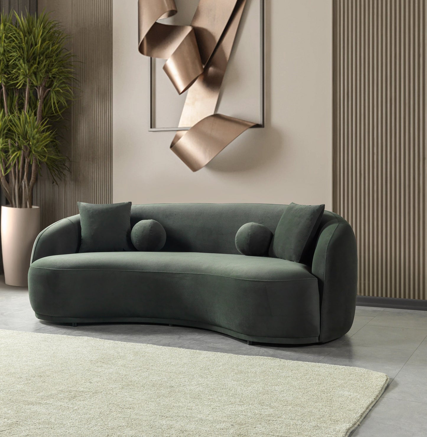 Bonita Green Velvet Sofa 91"