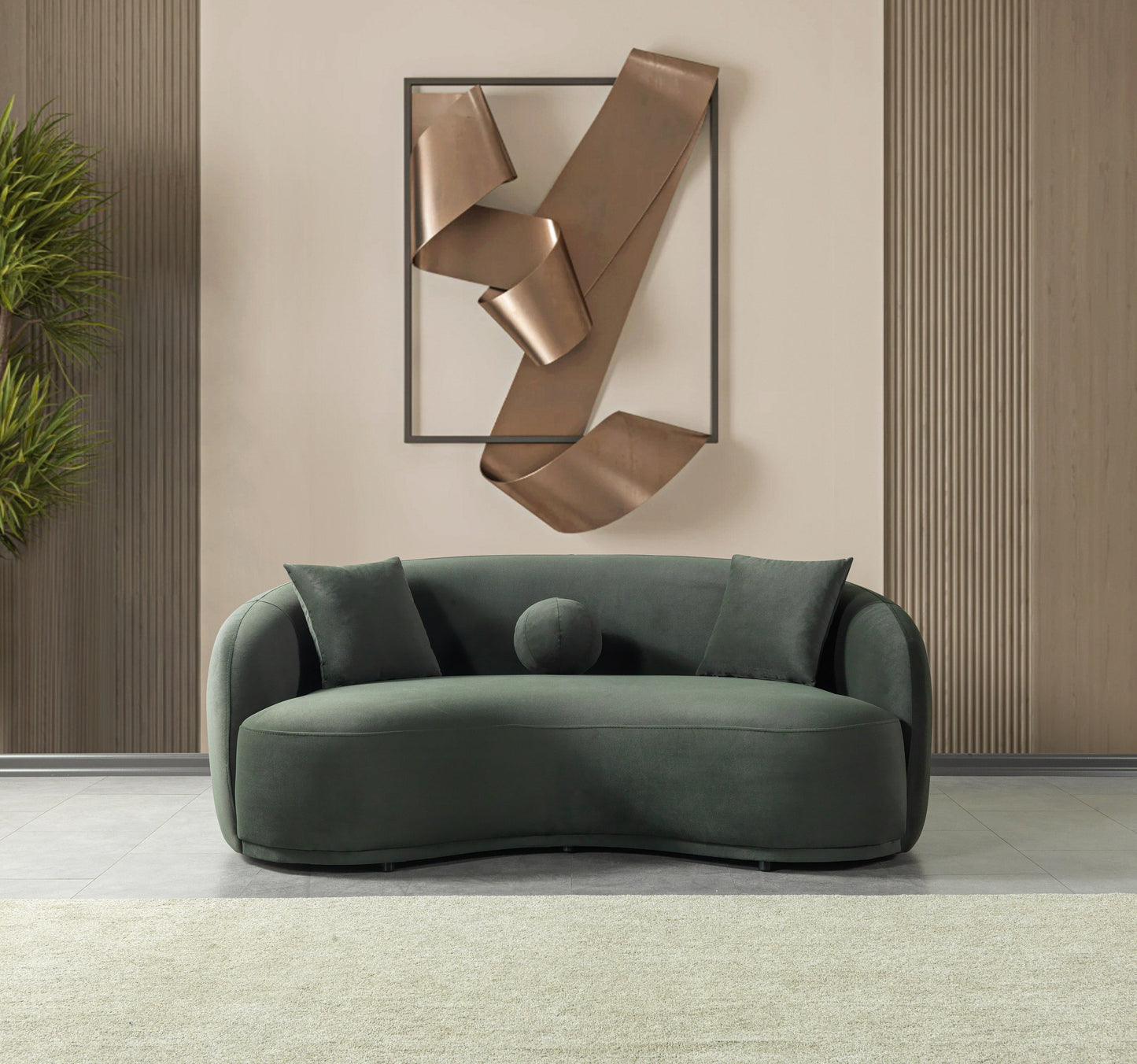 Bonita Green Velvet Sofa 91" & Loveseat 81"