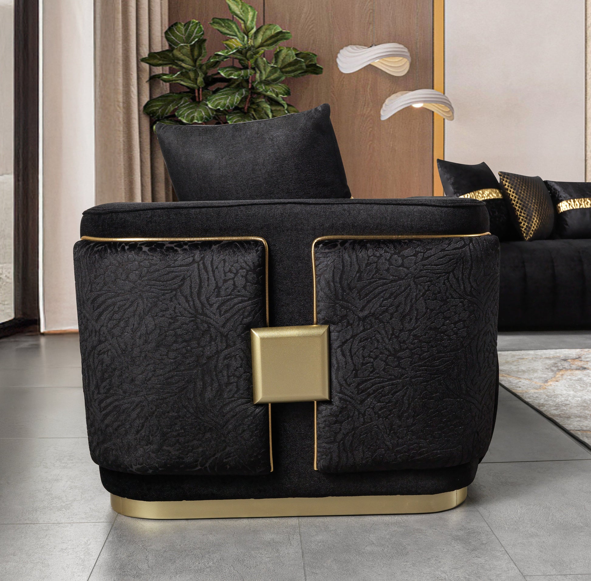 Carlina Black Velvet Sofa & Loveseat