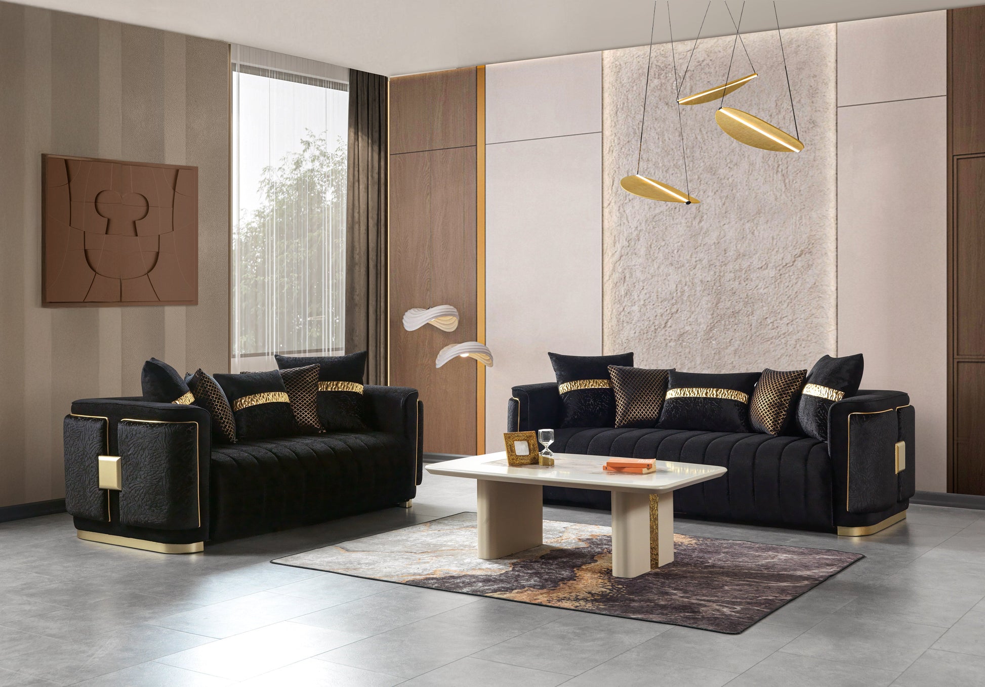 Carlina Black Velvet Sofa